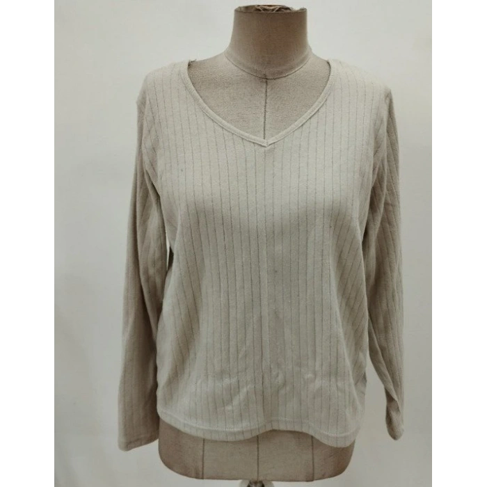 Kadın Uzun Kollu V Yakalı Arkadan Dantel Detaylı şardonlu Kaşkorse Bluz