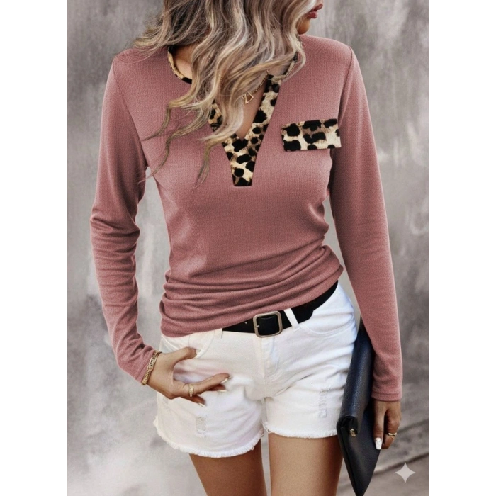 Kadın Uzun Kollu V Yakalı Kaşkorse Bluz