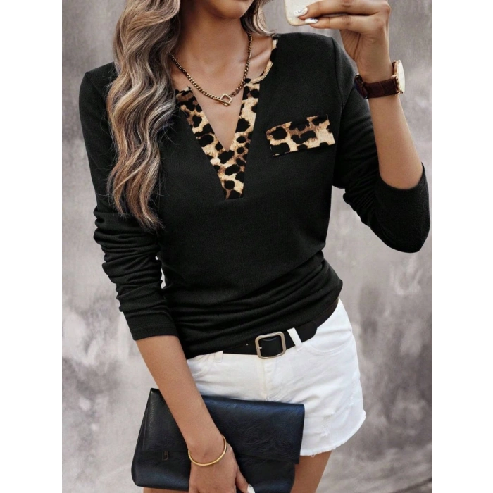 Kadın Uzun Kollu V Yakalı Kaşkorse Bluz