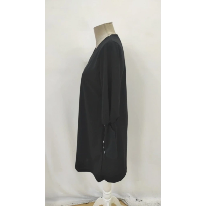 Kadın Uzun Kollu V Yakalı Kısa Ithal Krep Elbise