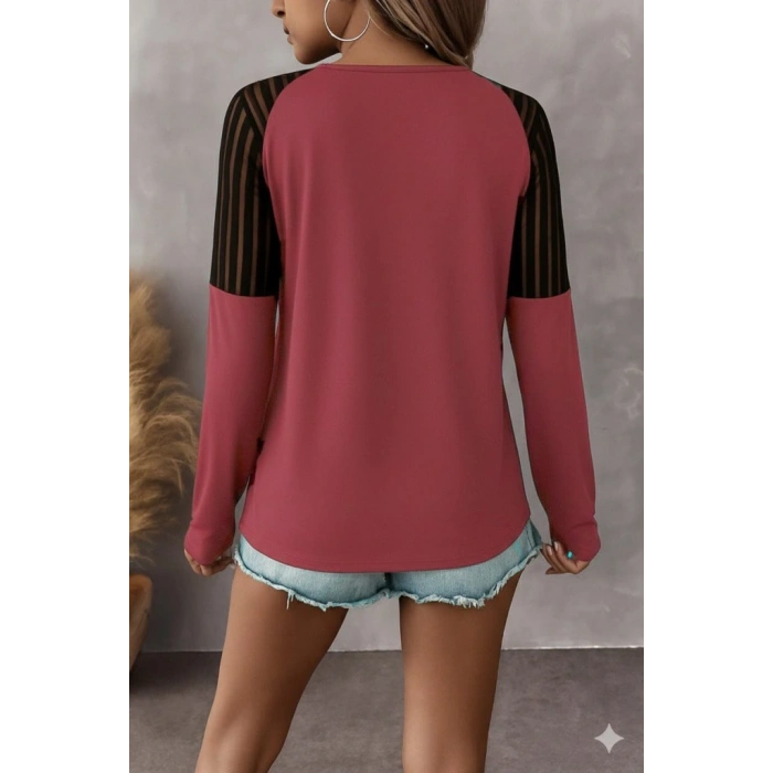 Kadın Uzun Kollu Yakadan Fermuarlı Viskon Bluz