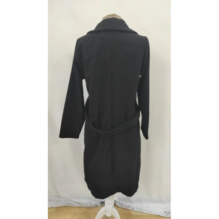 Kadın Uzun Kollu Yakalı Belde şerit Düğme Detaylı Cepli Mini Kaşe Kaban