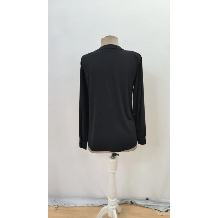 Kadın Uzun Kollu Yakalı Yakadan Bağcıklı Düğmeli Sandy Bluz