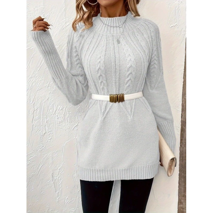 Kadın Uzun Kollu Yarı Balıkçı Yaka Triko Bluz