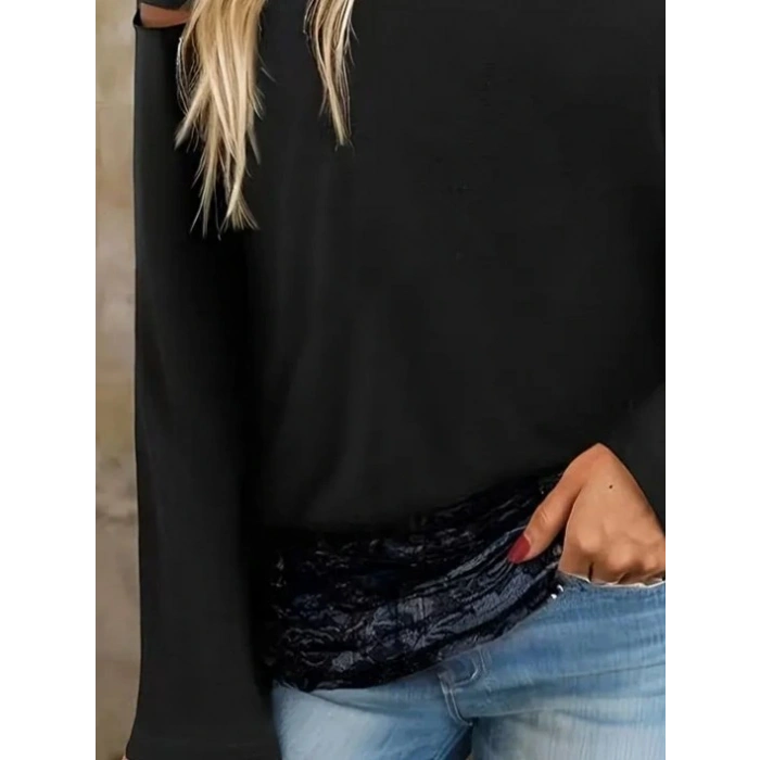 Kadın Uzun Lazer Kesik Detaylı Askılı Viskon Iki Iplik Bluz