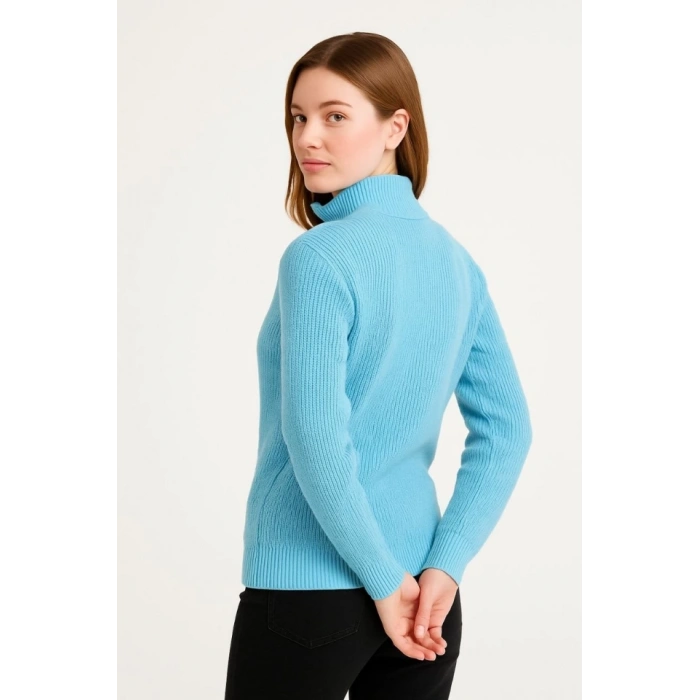 KADIN Yarım Fermuarlı Triko Kazak – elanik Örgü, Dik Yaka, Pamuklu Dokuma, Oversize Uzun Kollu Kışlık odel  Bebe avisi