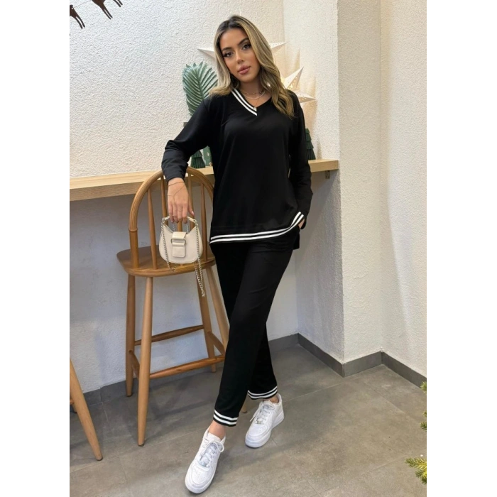 Kadın Yeni ezon Uzun Kollu Ribana Detay Ikili Takım