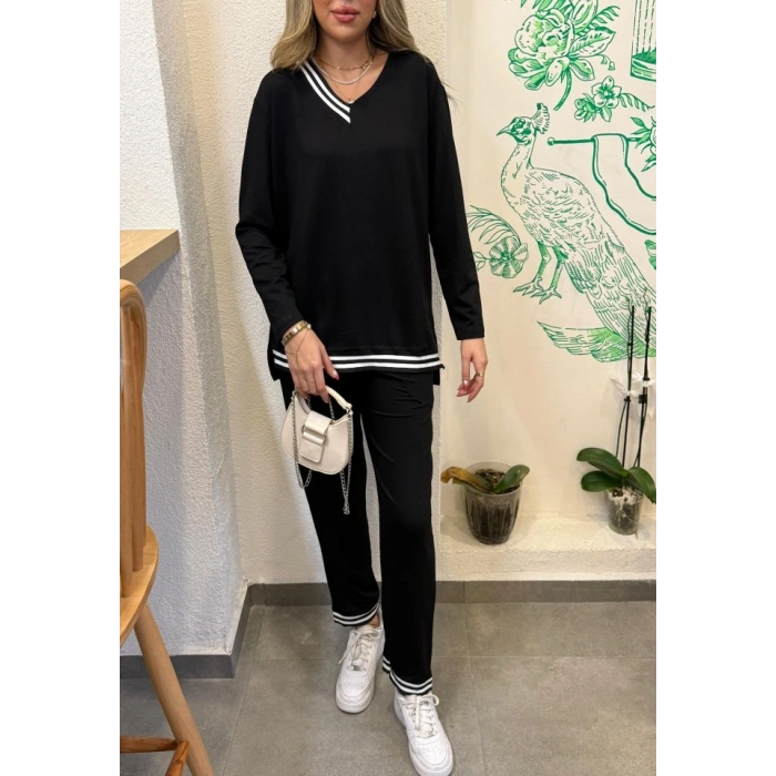 Kadın Yeni ezon Uzun Kollu Ribana Detay Ikili Takım