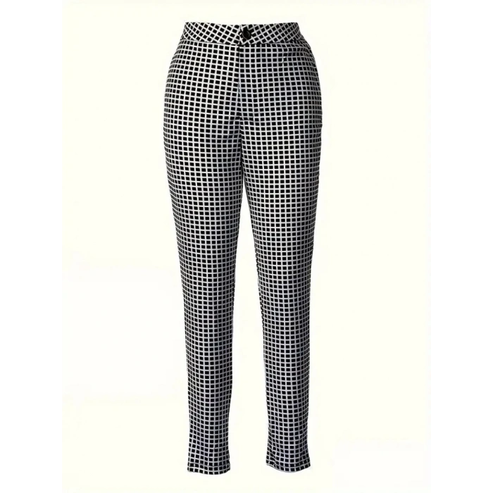 Kadın Yüksek Bel Desenli Dalgıç Pantolon