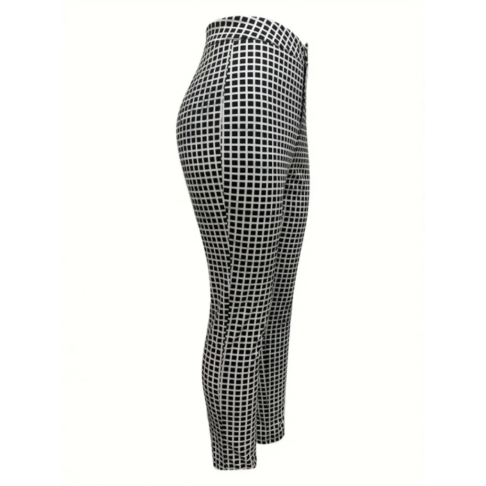 Kadın Yüksek Bel Desenli Dalgıç Pantolon