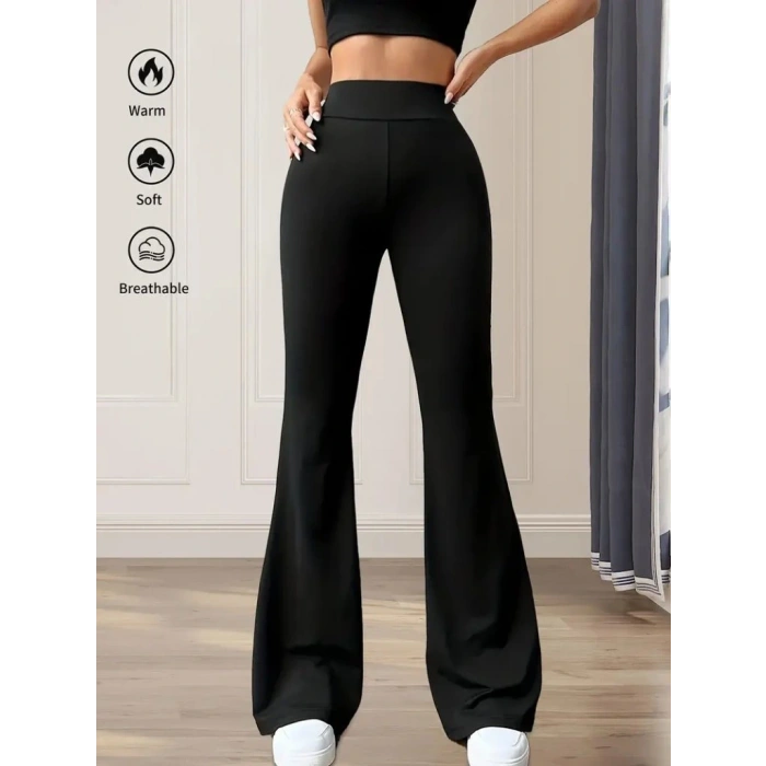 Kadın Yüksek Bel Geniş Paçalı Dalgıç Tayt