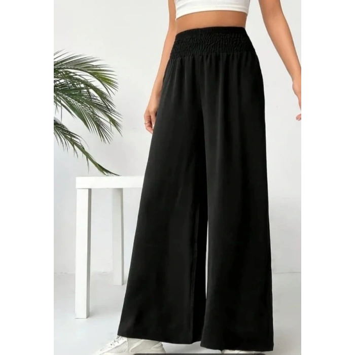 Kadın Yüksek Bel Lastikli Ithal Krep Pantolon