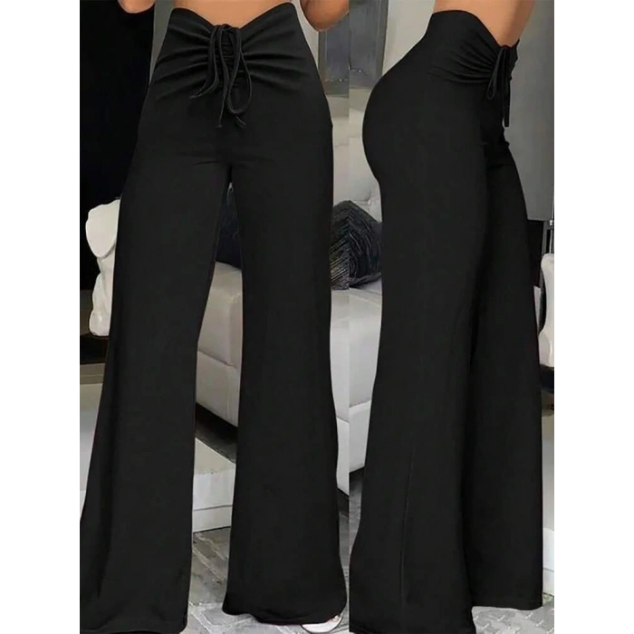 Kadın Yüksek Bel önden Büzgülü Ispanyol Ithal Krep Pantolon