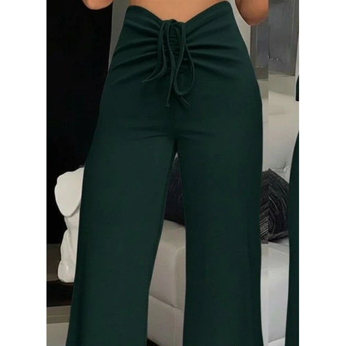 Kadın Yüksek Bel önden Büzgülü Ispanyol Ithal Krep Pantolon