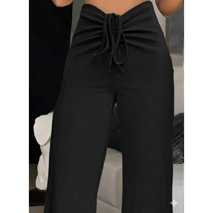 Kadın Yüksek Bel önden Büzgülü Ispanyol Ithal Krep Pantolon