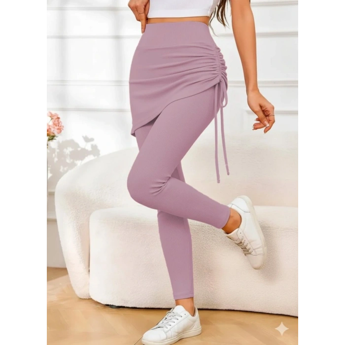 Kadın Yüksek Bel Yandan Büzgülü Alttan Uzun Kaşkorse Tayt Etek