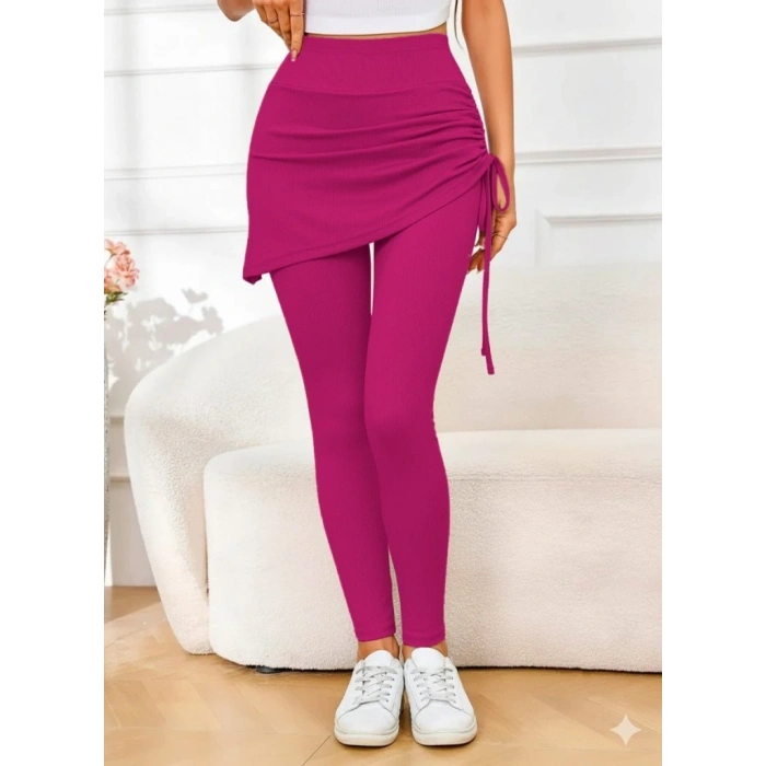 Kadın Yüksek Bel Yandan Büzgülü Alttan Uzun Kaşkorse Tayt Etek