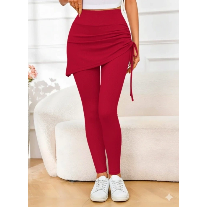 Kadın Yüksek Bel Yandan Büzgülü Alttan Uzun Kaşkorse Tayt Etek