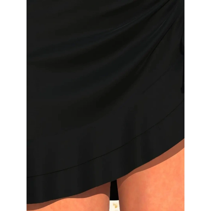 Kadın Yüksek Bel Yandan Büzgülü Fırfırlı Kısa Sandy Etek