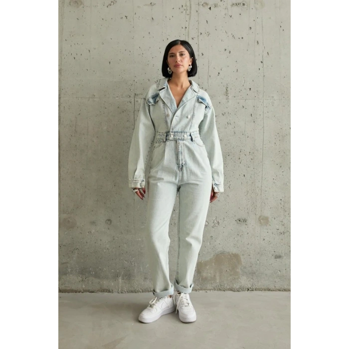 Kar Yıkama Blue Denim Tulum