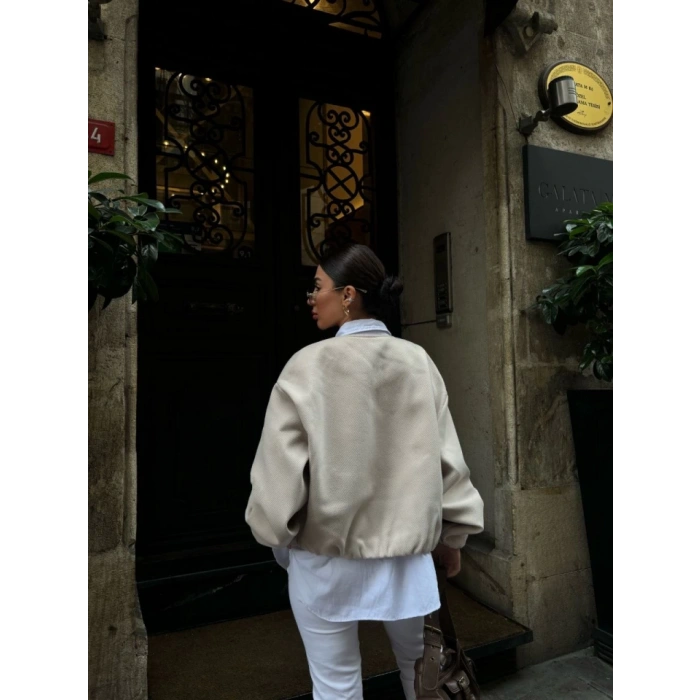 Kaşe Kaşmir Fermuarlı CEKET  Bej