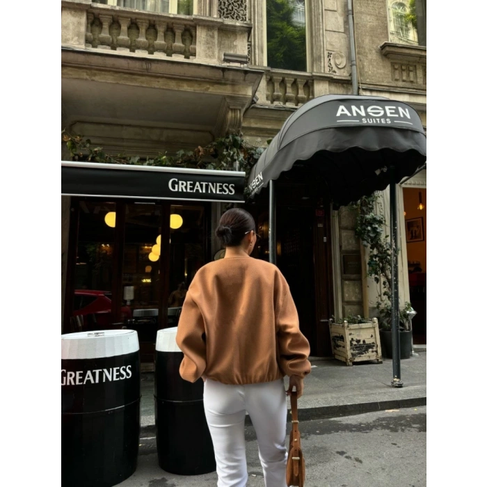 Kaşe Kaşmir Fermuarlı CEKET  Kahve