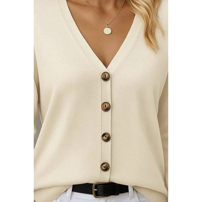 Kasın Uzun Kollu önü Düğmeli Kısa Hırka