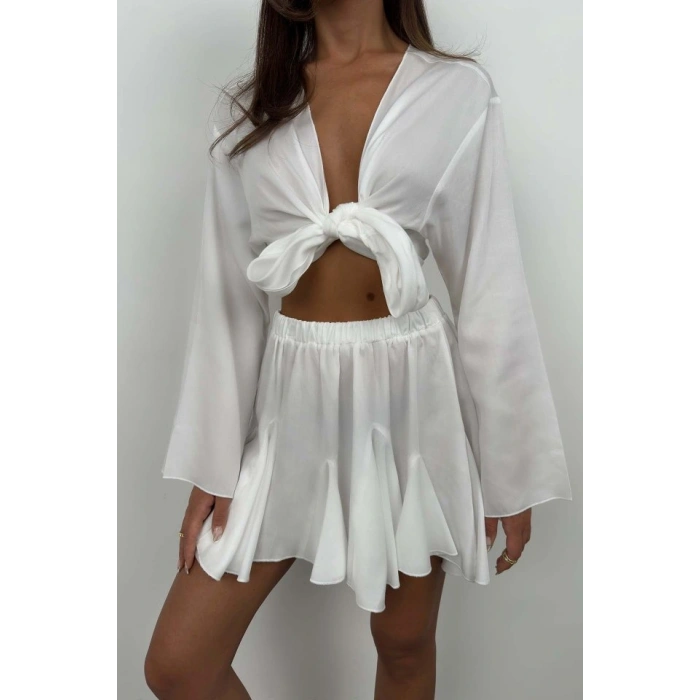 Kayık Yaka Uzun Kol Crop