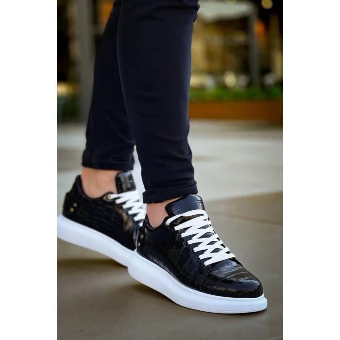 KB047  Kuback SİYAH Crocodile Günlük Erkek  Ayakkabı