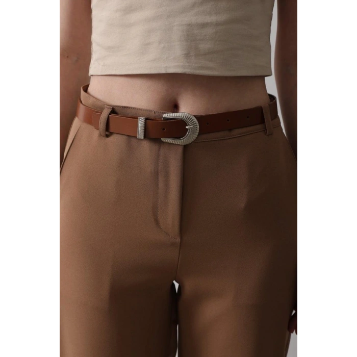 Kemerli Havuç Pantolon  Taba