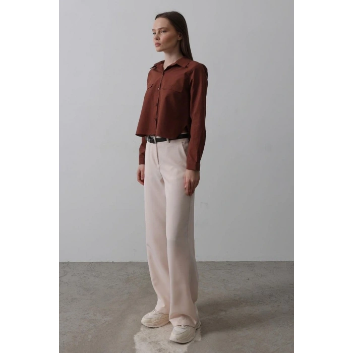 Kemerli Palazzo Pantolon  Pudra