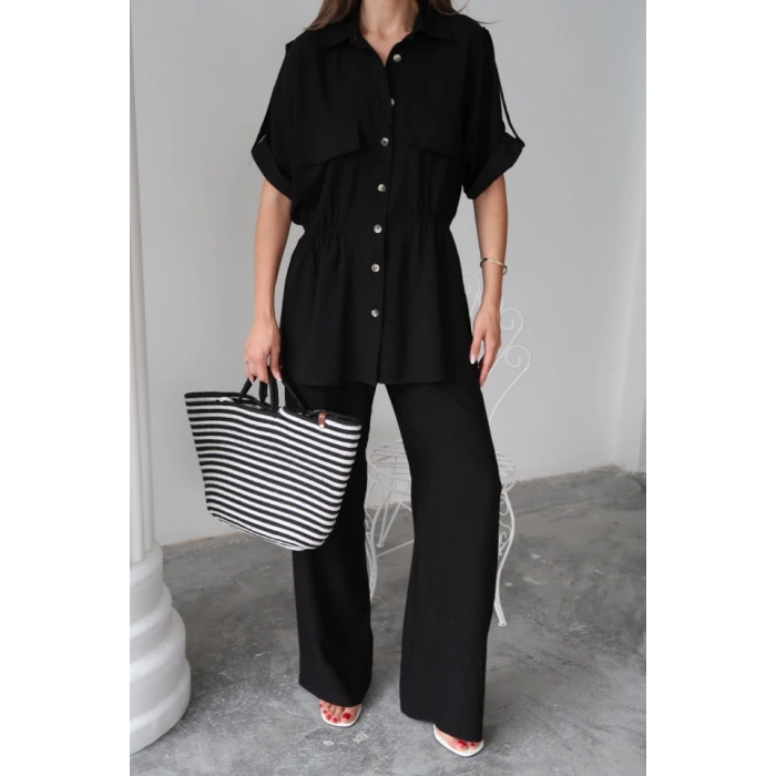 KETEN BEDEN BÜZGÜ DETAYI GÖMEK  PANTOON TAKIM  iyah