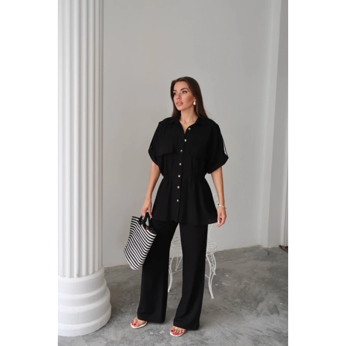 KETEN BEDEN BÜZGÜ DETAYI GÖMEK  PANTOON TAKIM  iyah