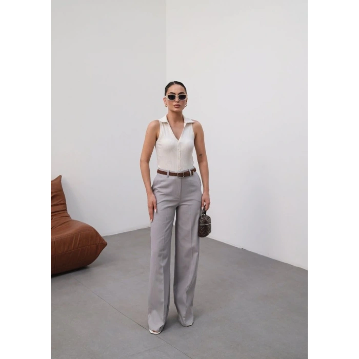 Keten Kemerli̇ Ve Dökümlü Palazzo Pantolon (Kemer Dahi̇l)