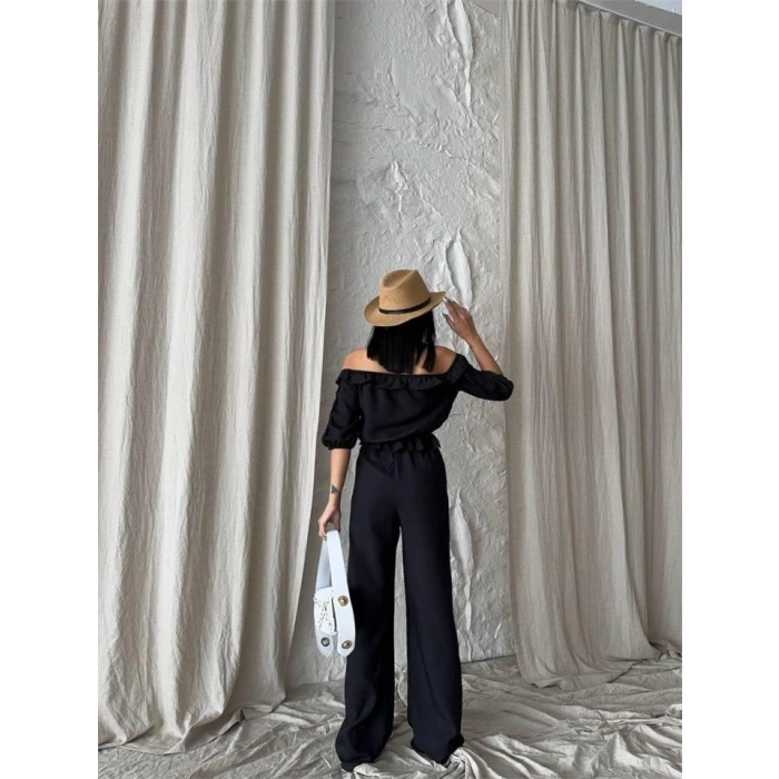 KETEN MADONNA YAKA KO HAIR ŞERİT  PANTOON TAKIM  iyah