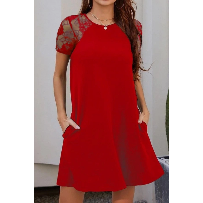 Kol Dantel Viskon Elbise