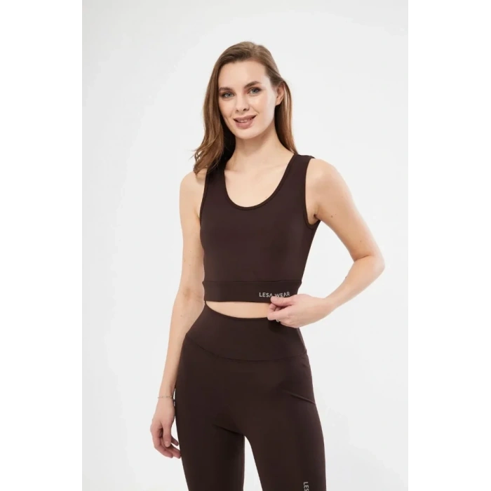 Kolsuz porcu Baskılı Crop  Kahve