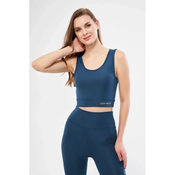 Kolsuz porcu Baskılı Crop  Turkuaz