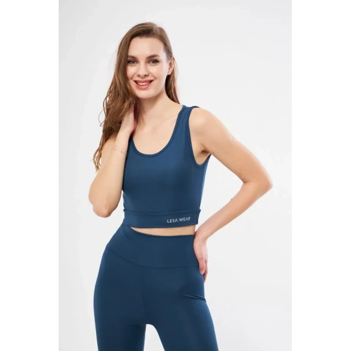 Kolsuz porcu Baskılı Crop  Turkuaz