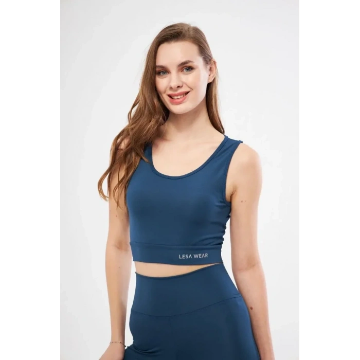 Kolsuz porcu Baskılı Crop  Turkuaz