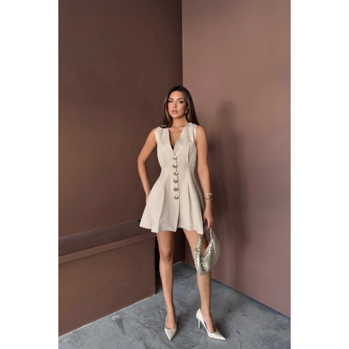 KOSUZ GOD DÜĞME EBİSE PENS VE PİEİ KISA  Bej