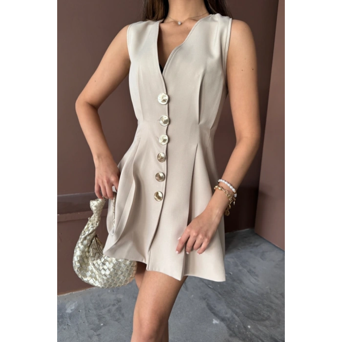 KOSUZ GOD DÜĞME EBİSE PENS VE PİEİ KISA  Bej