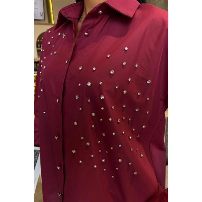 Kristal Taş Çakımlı Poplin Gömlek 3413