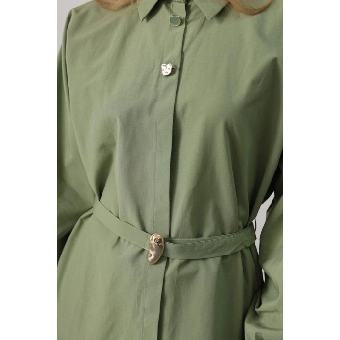 Kuşak Detaylı Tunik Gömlek  Haki