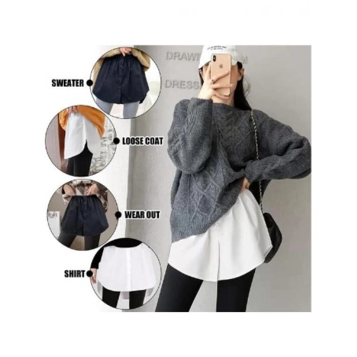 Lastikli Düğmeli Kurtarıcı Gömlek Altı Eteklik Beyaz