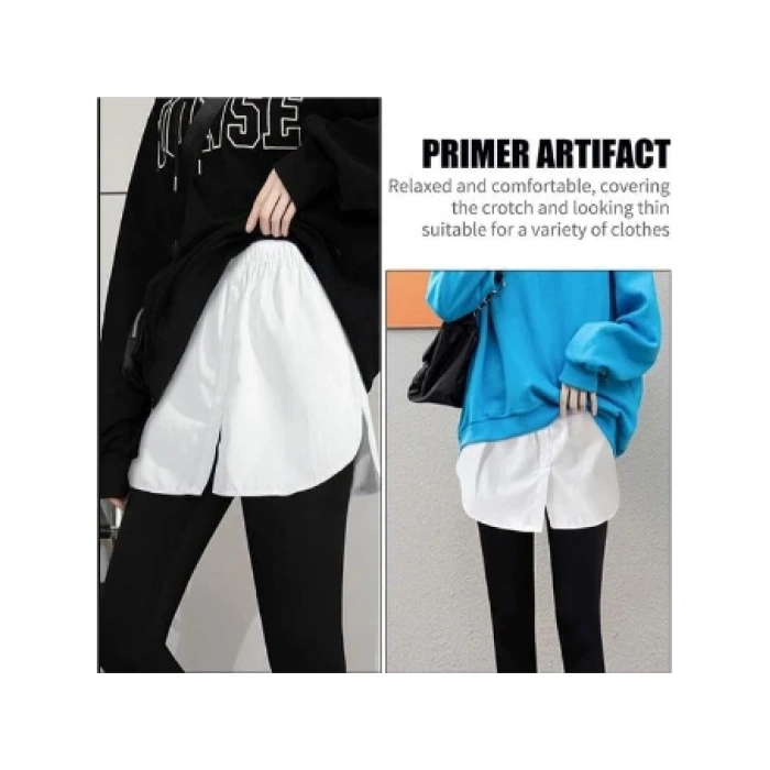 Lastikli Düğmeli Kurtarıcı Gömlek Altı Eteklik Beyaz