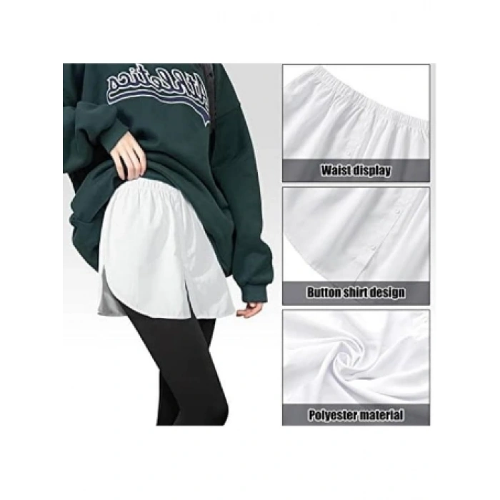 Lastikli Düğmeli Kurtarıcı Gömlek Altı Eteklik Beyaz