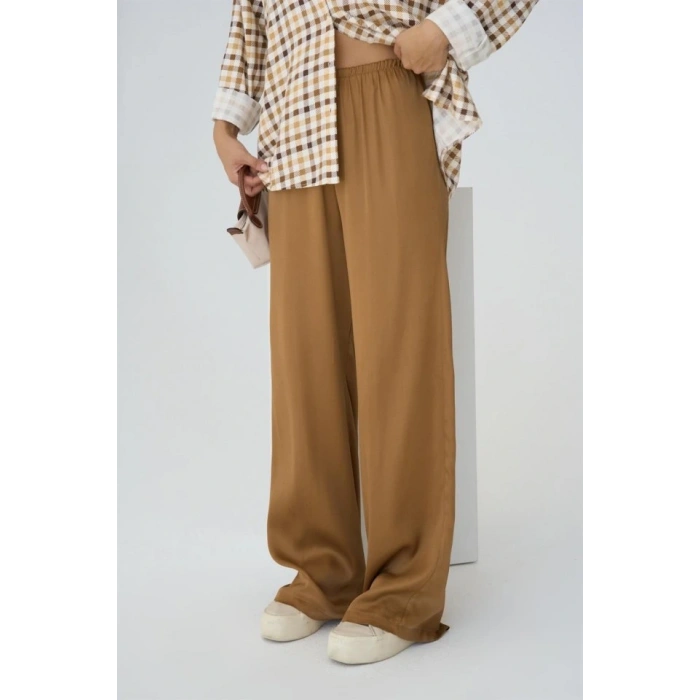 Lastikli Pantolon  Taba