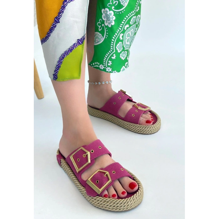 Loera Pemba Nubuk Çift Tokalı Terlik