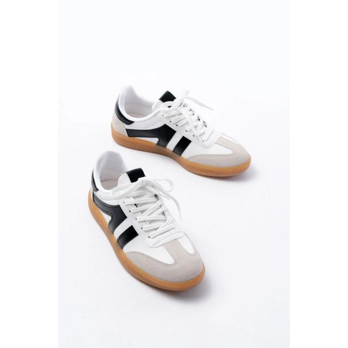 M-1004 Beyaz Bağcıklı Termo Taban Günlük Kadın Spor